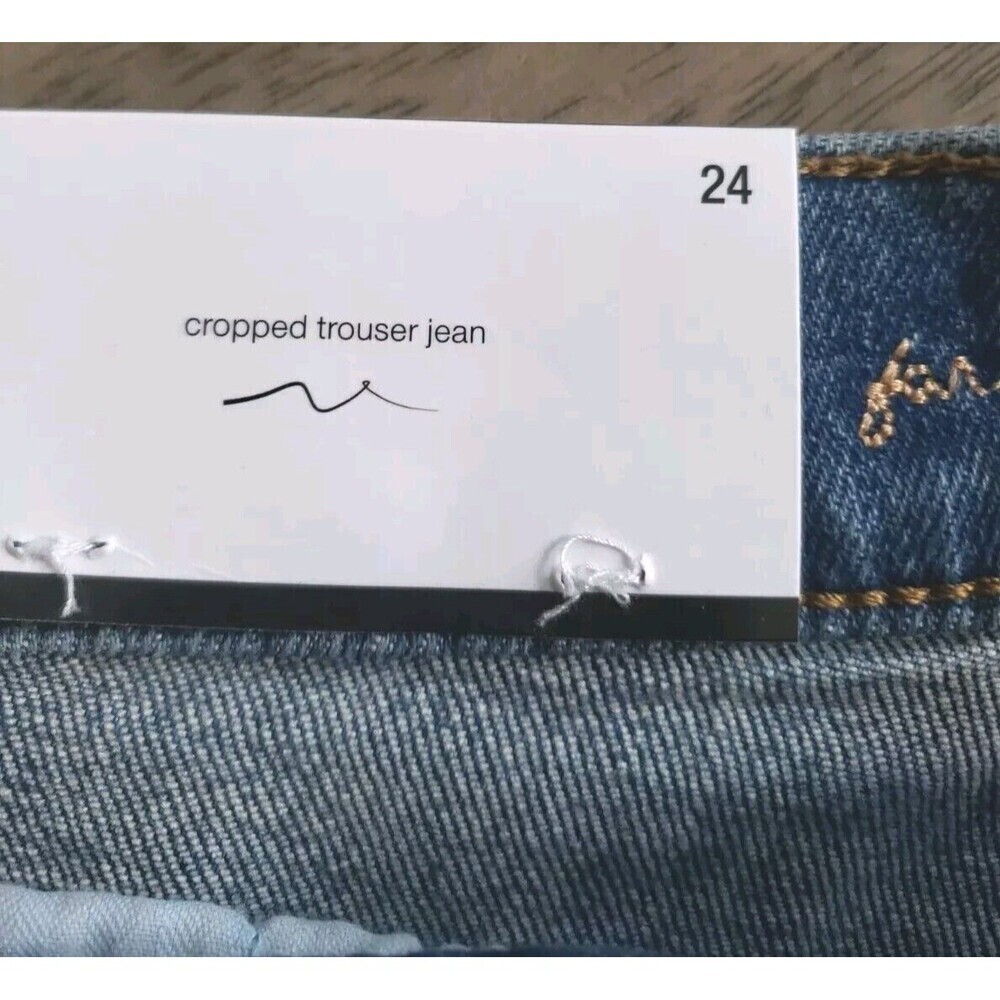 7 For All Mankind Cropped Jean Alexa Trouser Floral Embroided Wide Leg 24 New - Picture 7 of 9